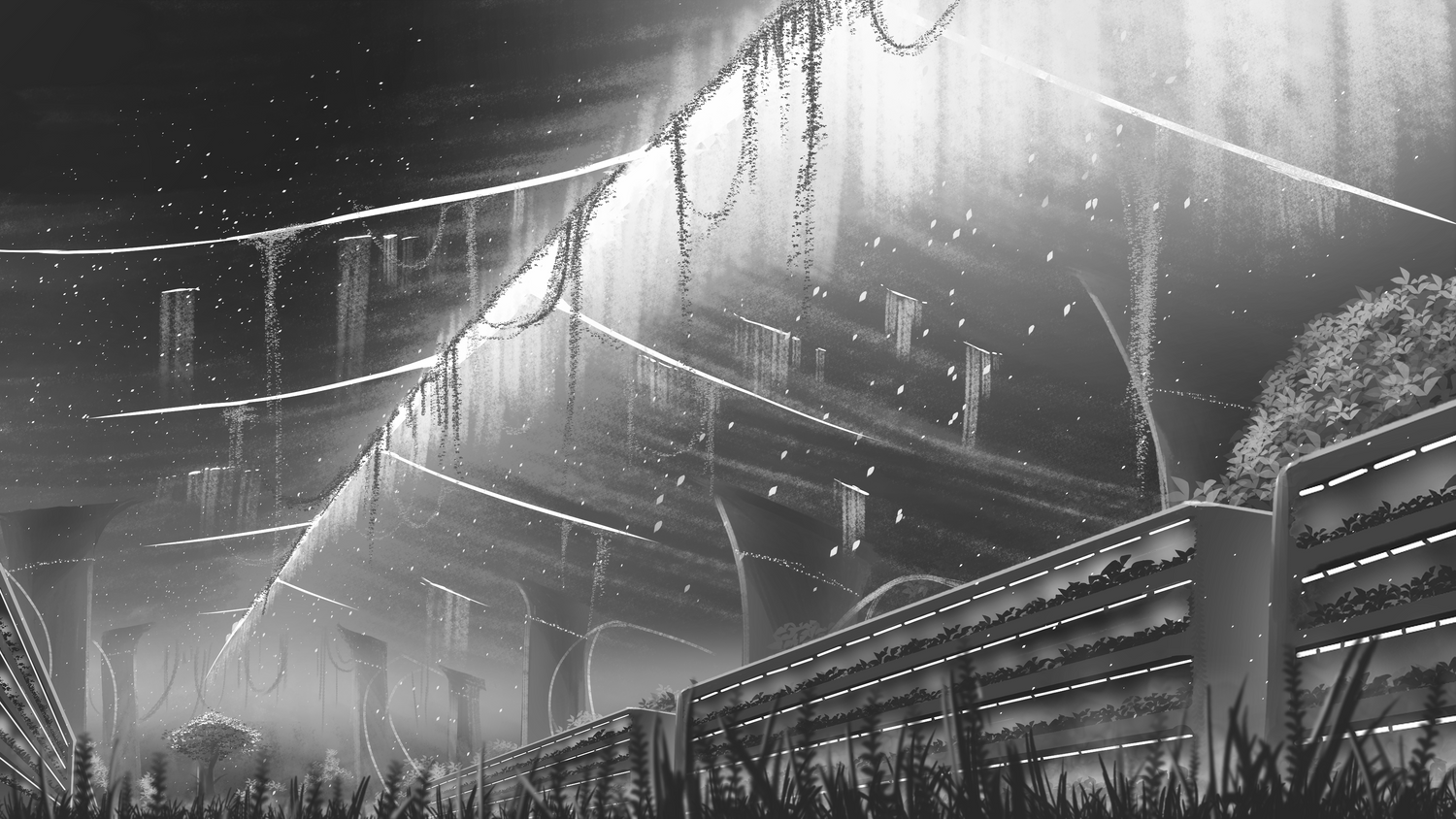 Illustration of the underground Hydroponic Garden